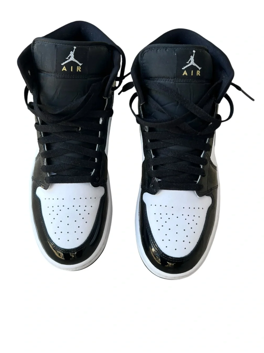 NIKE Air Jordan 1 Mid SE 'Black White Metallic Silver' Sz 9